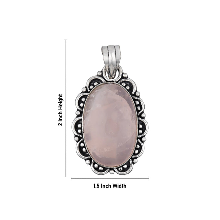 Rose Quartz Pendant - 2 x 1.5 Inches | Rose Quartz Crystal Locket/ Rose Quartz Dollar for Men & Women - Mala & Pendant
