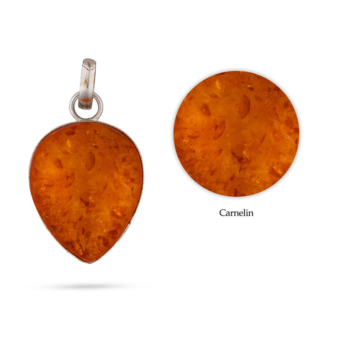 Carnelian Pendant - 2 x 1.5 Inches | Carnelian Locket/ Carnelian Stone Dollar for Men & Women - Mala & Pendant