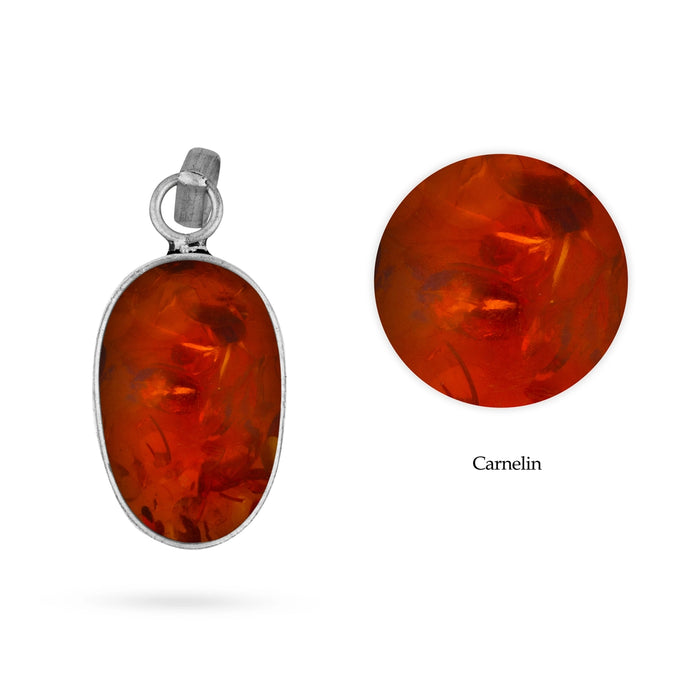 Carnelian Pendant - 2 x 1.5 Inches | Carnelian Locket/ Carnelian Stone Dollar for Men & Women - Mala & Pendant