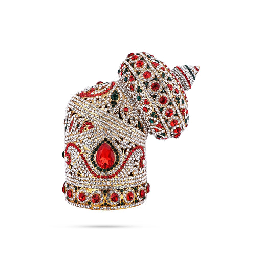 Andal Kireedam - 6.5 X 6 Inches | Crown/ Multicolour Stone Kiridam/ Mukut For Deity Decor - Head & Face Accessories