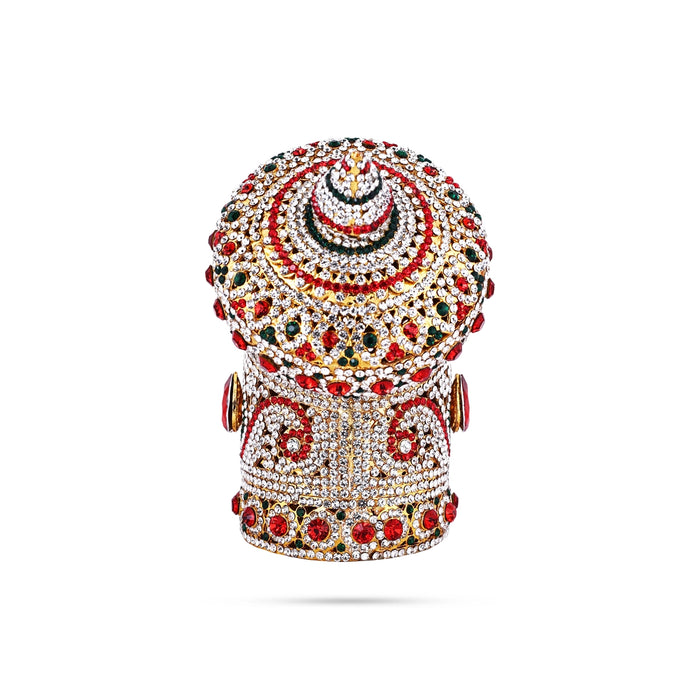 Andal Kireedam - 6.5 X 6 Inches | Crown/ Multicolour Stone Kiridam/ Mukut For Deity Decor - Head & Face Accessories