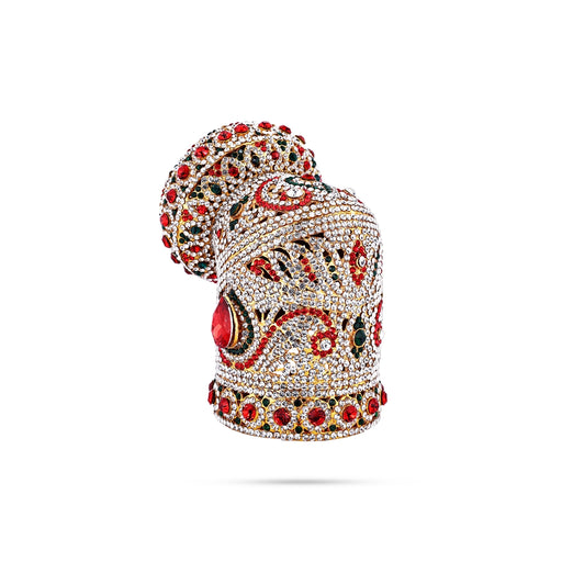 Andal Kireedam - 6.5 X 6 Inches | Crown/ Multicolour Stone Kiridam/ Mukut For Deity Decor - Head & Face Accessories