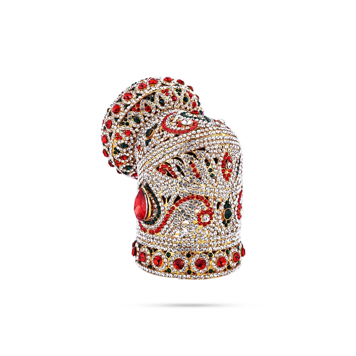 Andal Kireedam - 6.5 X 6 Inches | Crown/ Multicolour Stone Kiridam/ Mukut For Deity Decor - Head & Face Accessories