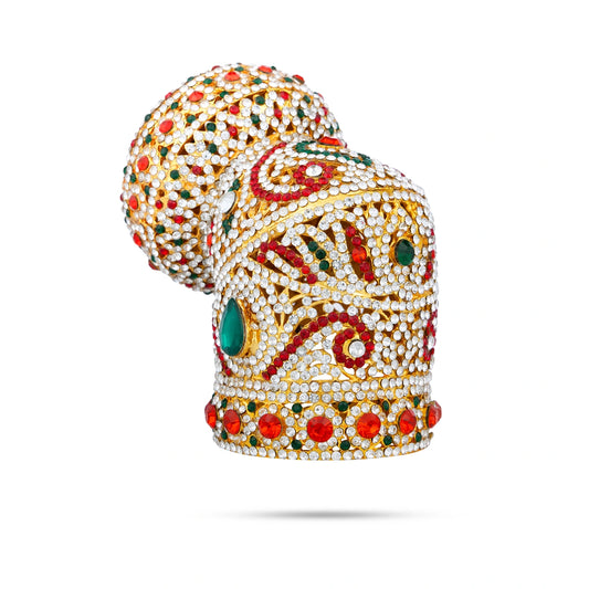 Andal Crown - 5 x 5 Inches | Multicolour Stone Kireedam/ Mukut/ Kiridam for Deity - Head & Face Accessories