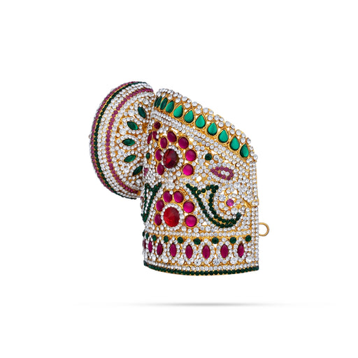 Half Stone Crown - 5.5 x 6.5 Inches | Andal Kireedam/ Multicolour Stone Mukut/ Kiridam for Deity - Head & Face Accessories