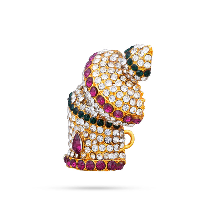 Andal Crown - 1.5 x 1 Inches | Half Stone Kireedam/ Multicolour Stone Kiridam/ Mukut For Deity Decoration - Head & Face Accessories