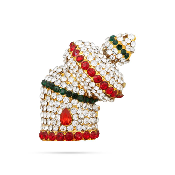 Andal Crown - 1.5 x 1 Inches | Half Stone Kireedam/ Multicolour Stone Kiridam/ Mukut For Deity Decoration - Head & Face Accessories