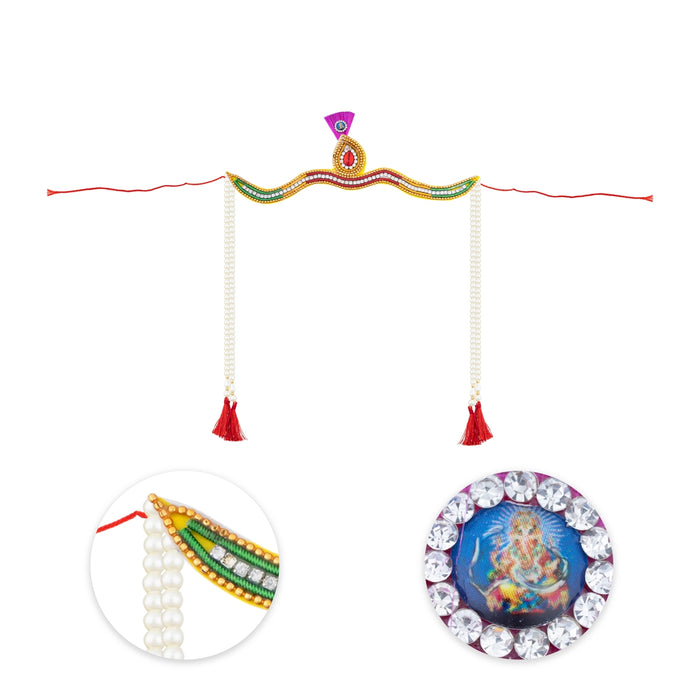 Wedding Bashing Pair - 1.5 x 7 Inches | Ganesh & Saraswati Designer Mundavalya/ Mundavali for Bride And Groom - Wedding Essentials