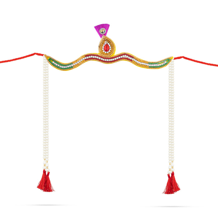 Wedding Bashing Pair - 1.5 x 7 Inches | Ganesh & Saraswati Designer Mundavalya/ Mundavali for Bride And Groom - Wedding Essentials