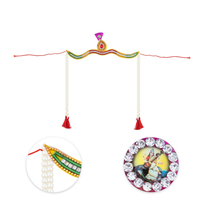 Wedding Bashing Pair - 1.5 x 7 Inches | Ganesh & Saraswati Designer Mundavalya/ Mundavali for Bride And Groom - Wedding Essentials