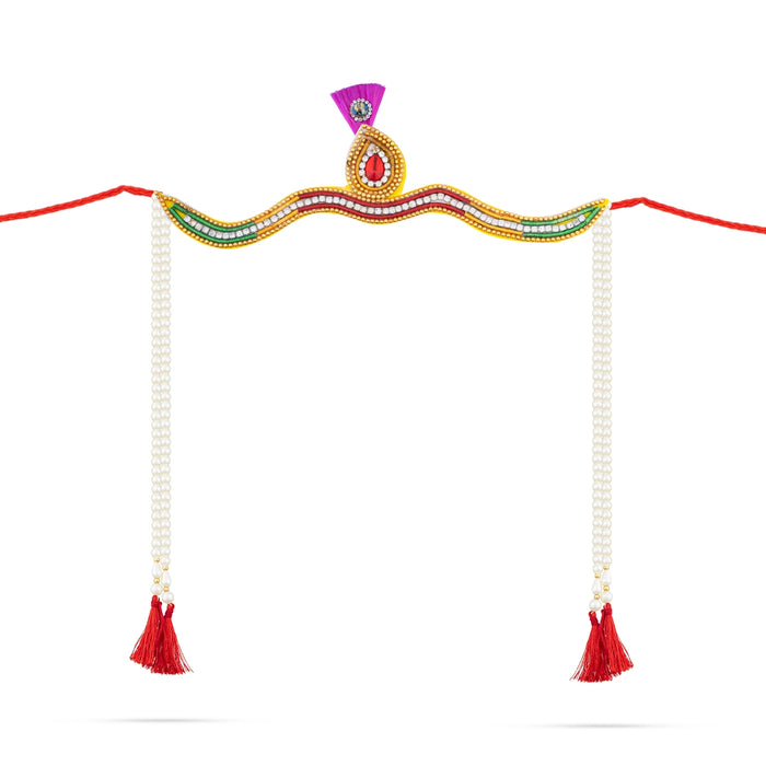 Wedding Bashing Pair - 1.5 x 7 Inches | Ganesh & Saraswati Designer Mundavalya/ Mundavali for Bride And Groom - Wedding Essentials