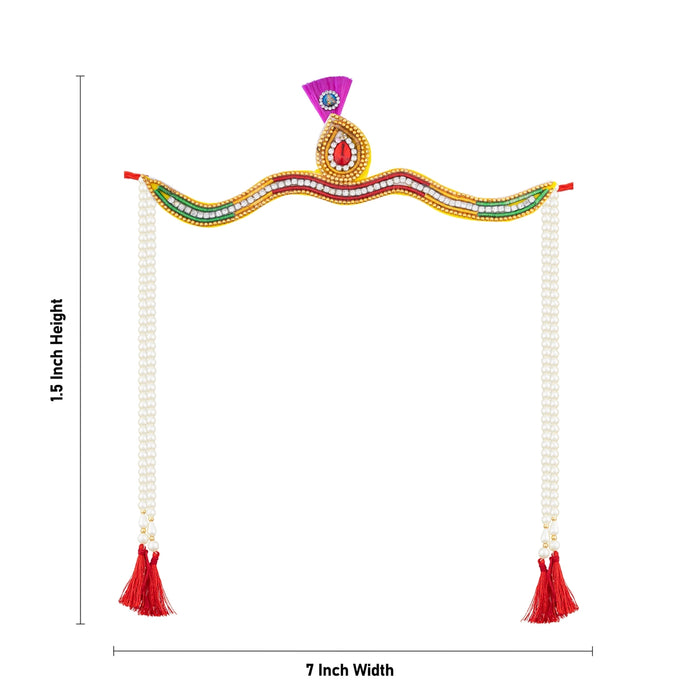 Wedding Bashing Pair - 1.5 x 7 Inches | Ganesh & Saraswati Designer Mundavalya/ Mundavali for Bride And Groom - Wedding Essentials