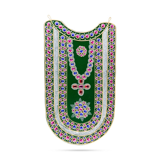 Muthangi Stone Jewellery - 28 x 16 Inches | Velvet With Multicolour Artificial Jewelry/ Stone Haram for Deity - Neck & Body Accessories