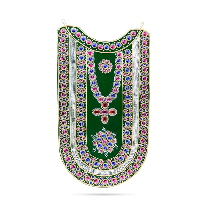 Muthangi Stone Jewellery - 28 x 16 Inches | Velvet With Multicolour Artificial Jewelry/ Stone Haram for Deity - Neck & Body Accessories