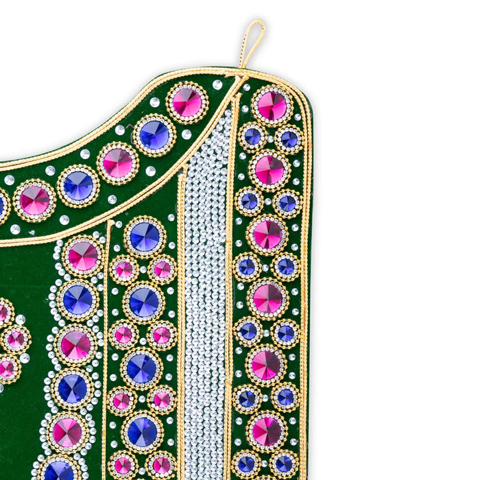 Muthangi Stone Jewellery - 28 x 16 Inches | Velvet With Multicolour Artificial Jewelry/ Stone Haram for Deity - Neck & Body Accessories