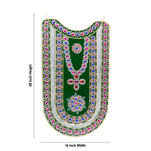 Muthangi Stone Jewellery - 28 x 16 Inches | Velvet With Multicolour Artificial Jewelry/ Stone Haram for Deity - Neck & Body Accessories
