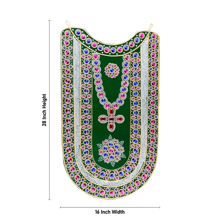 Muthangi Stone Jewellery - 28 x 16 Inches | Velvet With Multicolour Artificial Jewelry/ Stone Haram for Deity - Neck & Body Accessories