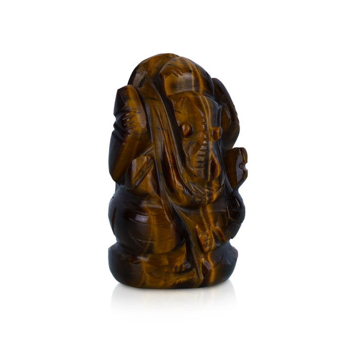 Tiger Eye Stone Ganesh Murti - 2 x 1.25 Inches | Tiger Eye Gemstone Ganpati Idol/ Ganpati Murti for Worship - Sphatik & Semi Precious Stone Murties