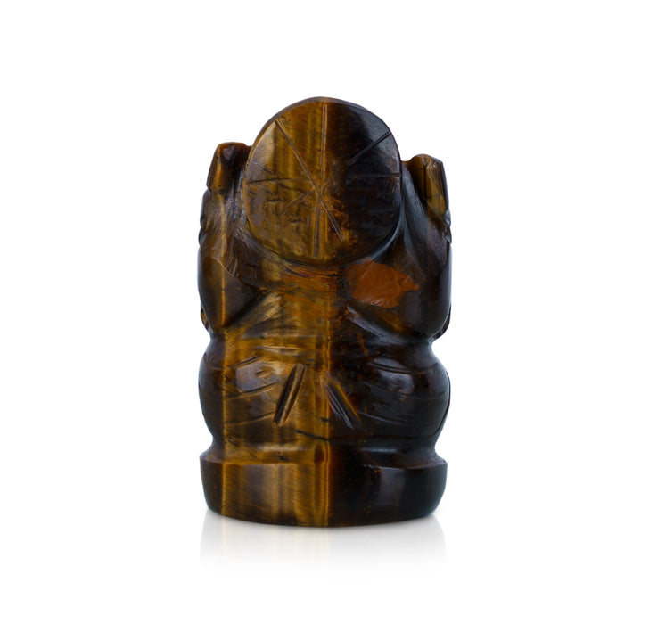 Tiger Eye Stone Ganesh Murti - 2 x 1.25 Inches | Tiger Eye Gemstone Ganpati Idol/ Ganpati Murti for Worship - Sphatik & Semi Precious Stone Murties