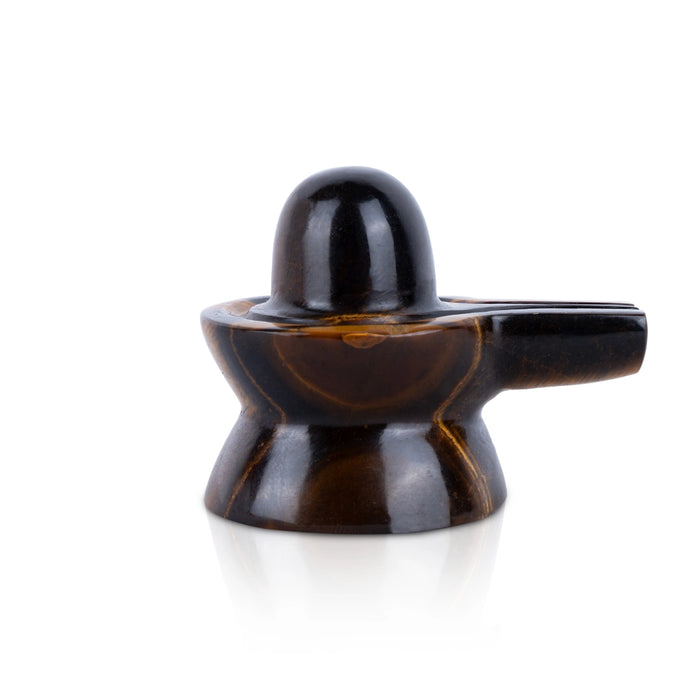Tiger Eye Stone Shiv Ling Murti - 1.5 x 2 Inches | Tiger Stone Eye Shiva Lingam Statue/Shiv Ling Idol for Pooja - Sphatik & Semi Precious Stone Murties