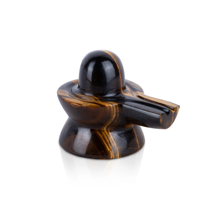 Tiger Eye Stone Shiv Ling Murti - 1.5 x 2 Inches | Tiger Stone Eye Shiva Lingam Statue/Shiv Ling Idol for Pooja - Sphatik & Semi Precious Stone Murties