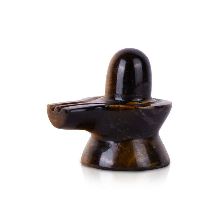 Tiger Eye Stone Shiv Ling Murti - 1.75 x 2 Inches | Tiger Stone Eye Shiva Lingam Statue/Shiv Ling Idol for Pooja - Sphatik & Semi Precious Stone Murties