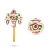 Shankh Chakra Pair - 8 x 4.5 Inches | Multicolour Stone Shanka Chakra/ Artificial Jewelry for Deity - Deity Accessories