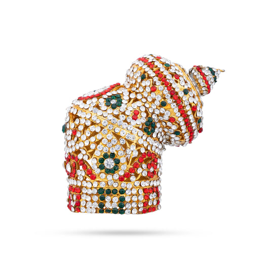Crown - 3 x 3 Inches | Multicolour Stone Kireedam/ Andal Kiridam for Deity - Head & Face Accessories