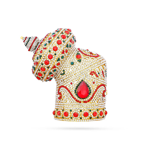 Half Crown - 6.5 x 5 Inches | Andal Kiridam/ Multicolour Stone Kireedam/ Mukut for Deity - Head & Face Accessories