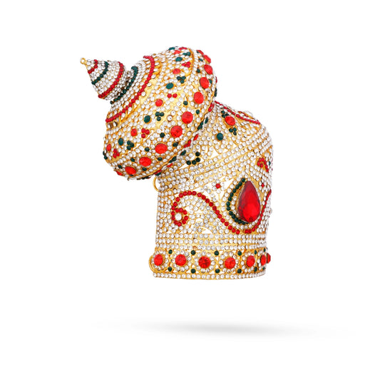 Half Crown - 6.5 x 5 Inches | Andal Kiridam/ Multicolour Stone Kireedam/ Mukut for Deity - Head & Face Accessories