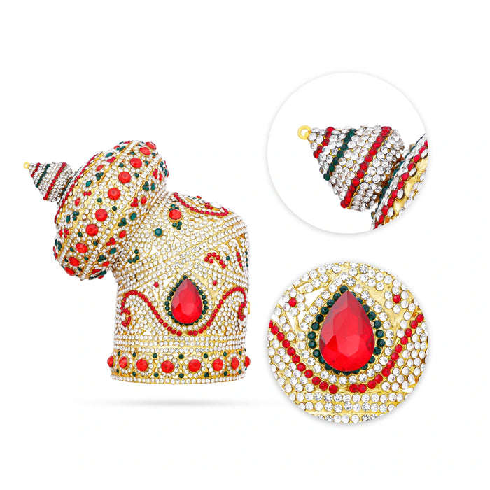 Half Crown - 6.5 x 5 Inches | Andal Kiridam/ Multicolour Stone Kireedam/ Mukut for Deity - Head & Face Accessories