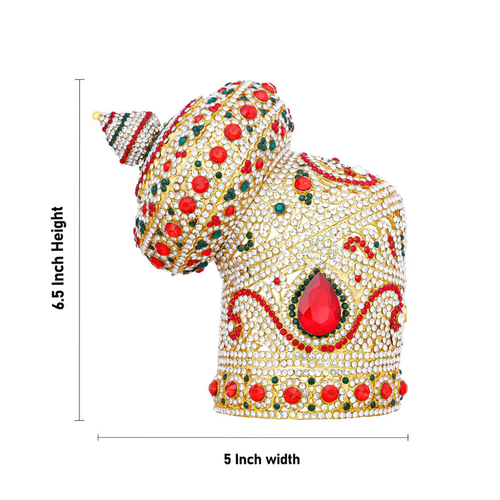Half Crown - 6.5 x 5 Inches | Andal Kiridam/ Multicolour Stone Kireedam/ Mukut for Deity - Head & Face Accessories