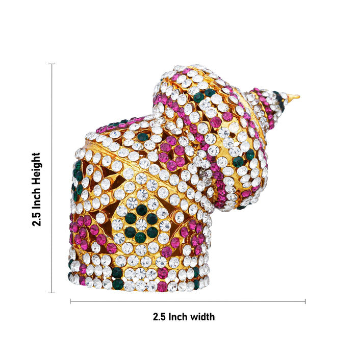 Crown - 2.5 x 2.5 Inches | Multicolour Stone Kireedam/ Andal Kiridam for Deity - Head & Face Accessories