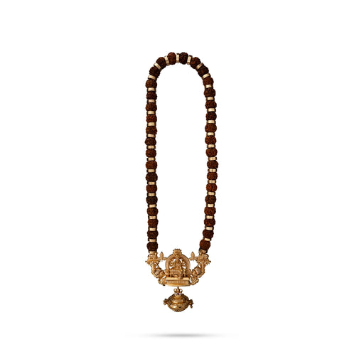 Rudraksha Mala With Varahi Design Panchaloha Pendant - 18 x 4.5 Inches | 36 Beads Ruthratcham Malai for Meditation - Rudraksha Mala, Pendant, Bracelet