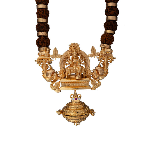 Rudraksha Mala With Varahi Design Panchaloha Pendant - 18 x 4.5 Inches | 36 Beads Ruthratcham Malai for Meditation - Rudraksha Mala, Pendant, Bracelet