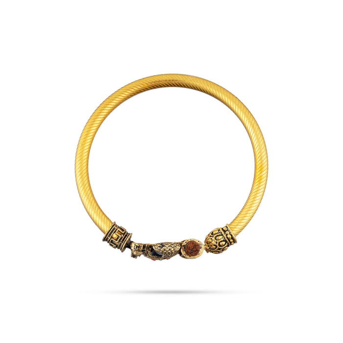 Rudraksh Design Kada - 2.5 Inches | Bangle Kada/ Gold Polish & Silver Polish Kaapu for Kan Drishti - Bracelet