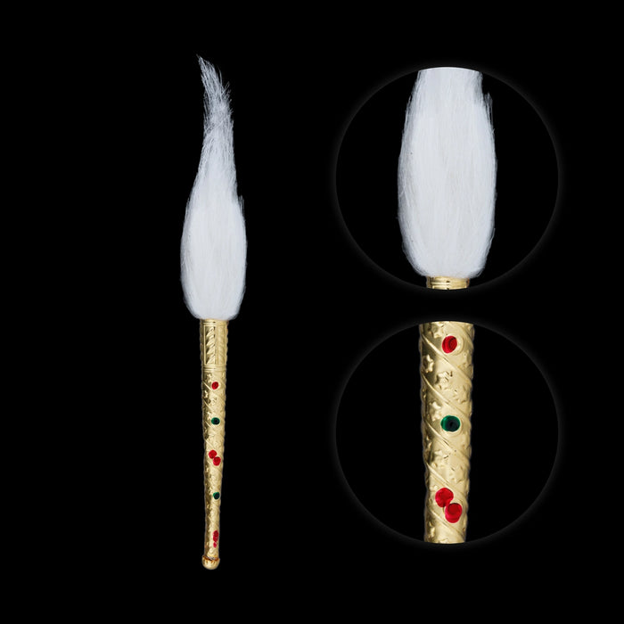 Venchamaram With Gold Polish Handle Pair - 4 Inches | 2 Pcs/ Chanwara/ Chawar/ Chaur for Deity - Deity Accessories