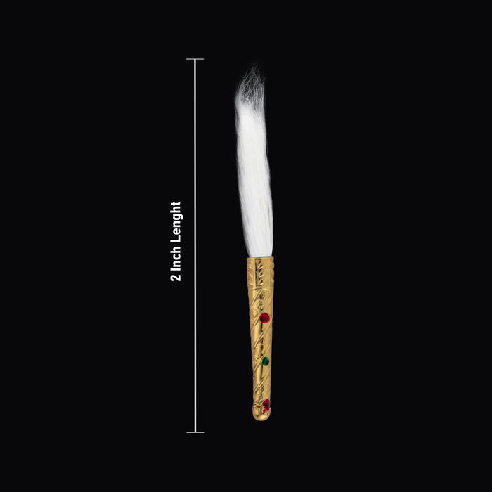 Venchamaram With Gold Polish Handle Pair - 2 Inches | 2 Pcs/ Chawar/ Chanwara/ Chaur for Deity - Deity Accessories