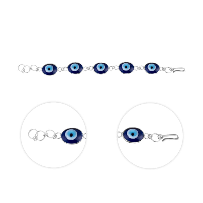 Blue Evil Eye Bracelet - 7.5 Inches | Chain Type Evil Eye Bead Bracelet/ Evil Eye Hand Bracelet for Women - Bracelet