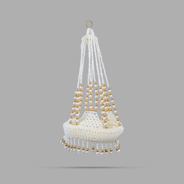 Jhula - 17 Inches | Moti Beads Design Jhoola/ Laddu Gopal Jhula/ Krishna Jhula for Deity - Jhulas & Unjal Items