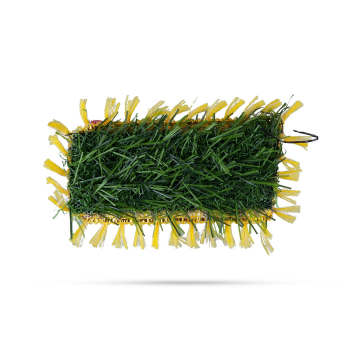 Artificial Grass Mat - 4.5 x 2 Inches | Sinhasan/ Simhasanam/ Pooja Aasan for Deity - Pooja Aasan & Bajot & Pooja Mat