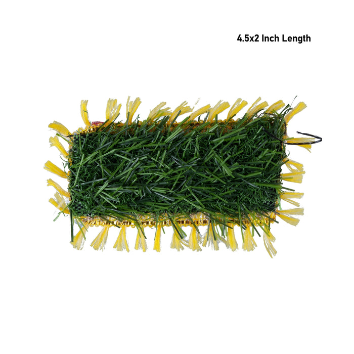 Artificial Grass Mat - 4.5 x 2 Inches | Sinhasan/ Simhasanam/ Pooja Aasan for Deity - Pooja Aasan & Bajot & Pooja Mat