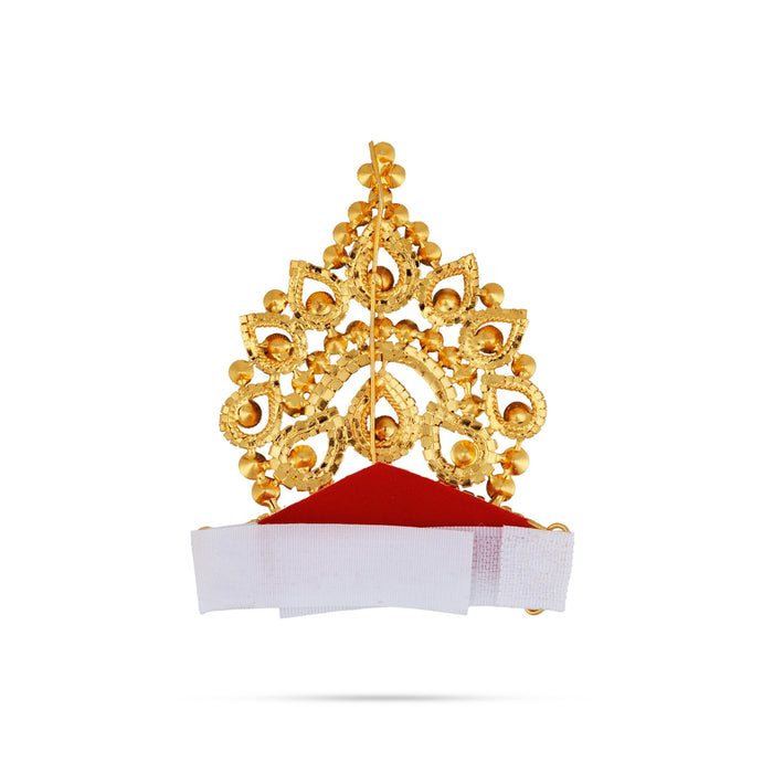 Crown - 4 x 3.75 Inches | Velcro Type Kireedam/ Kiridam/ Multicolour Stone Mukut for Deity - Head & Face Accessories