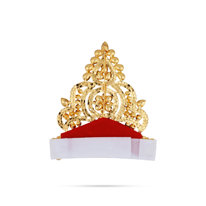 Crown - 4 x 3.75 Inches | Velcro Type Kireedam/ Kiridam/ Multicolour Stone Mukut for Deity - Head & Face Accessories