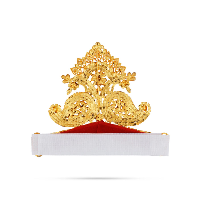 Crown - 4.75 x 5 Inches | Velcro Type Kireedam/ Peacock Design Kiridam/ Multicolour Stone Mukut for Deity - Head & Face Accessories