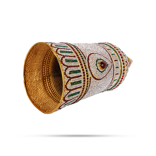 Stone Crown - 14 x 7 Inches | Kireedam/ Multicolour Stone Kiridam/ Mukut for Deity - Head & Face Accessories