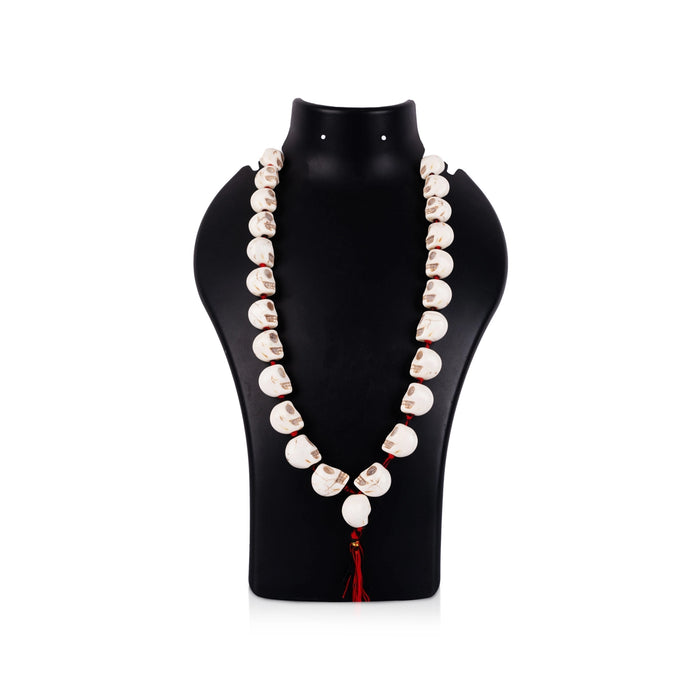 Skeleton Beads Mala With Thread Knot - 16 Inches | Mund Mala/ White Coloured Skeleton Mala for Kali Decor - Mala & Pendant