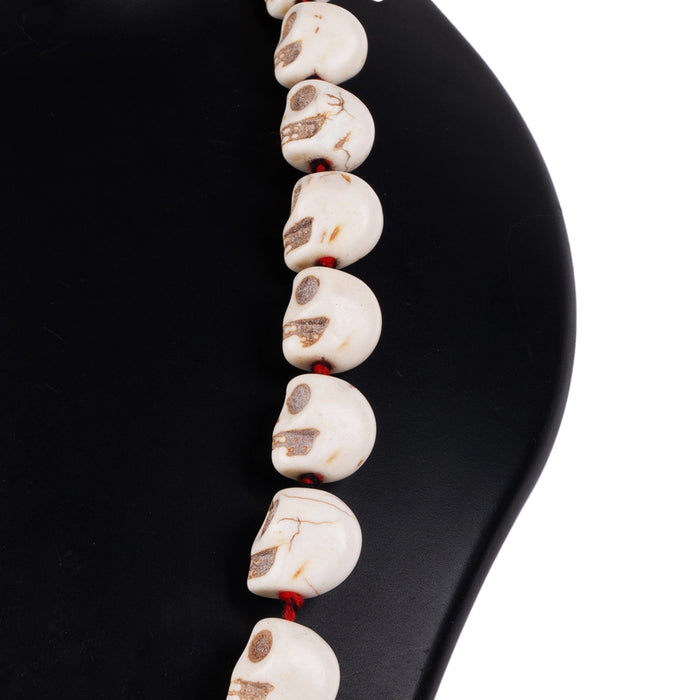 Skeleton Beads Mala With Thread Knot - 16 Inches | Mund Mala/ White Coloured Skeleton Mala for Kali Decor - Mala & Pendant