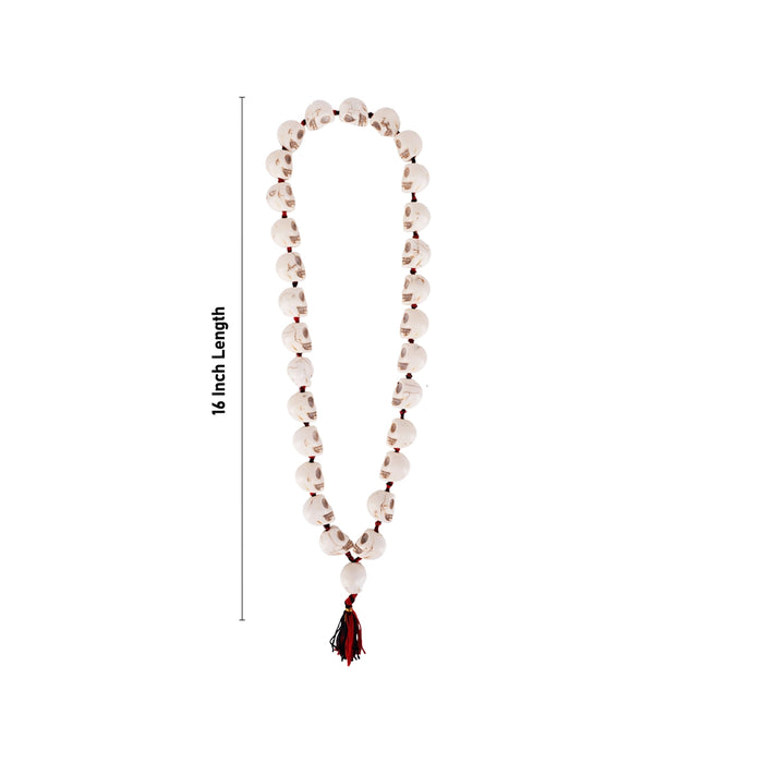 Skeleton Beads Mala With Thread Knot - 16 Inches | Mund Mala/ White Coloured Skeleton Mala for Kali Decor - Mala & Pendant