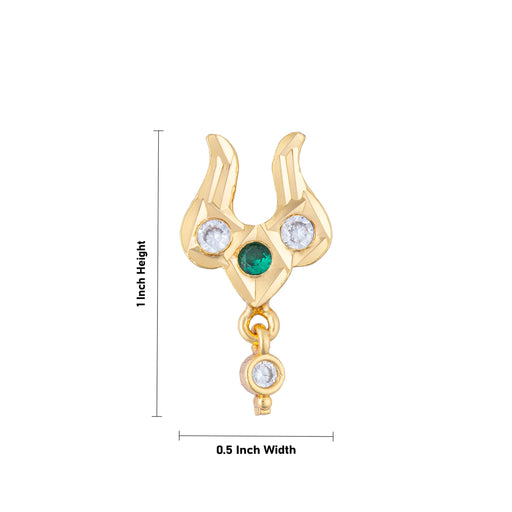 Stone Nose Pin - 1 x 0.5 Inch | AD Stone Bullaku/ Gold Polish Bullaku Nose Pin/ Stone Jewellery for Deity - Head & Face Accessories